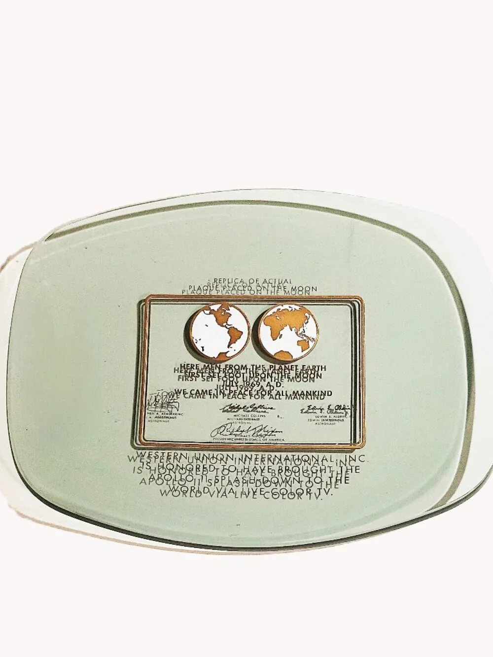 Vintage Apollo 11 Moon Landing Western Union Commemorative Dish 1969 NASA